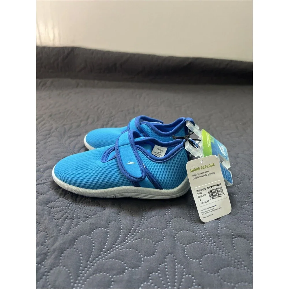 NWT Speedo Boys Kids Medium 7-8 Hybrid Water Shoes Blue Beach Lake Vacation Gift